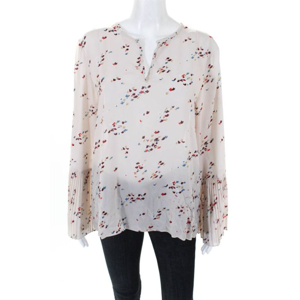 Waverly Grey Women Felicia Floral Pleated Bell Sleeve Blouse Size Large 11459064